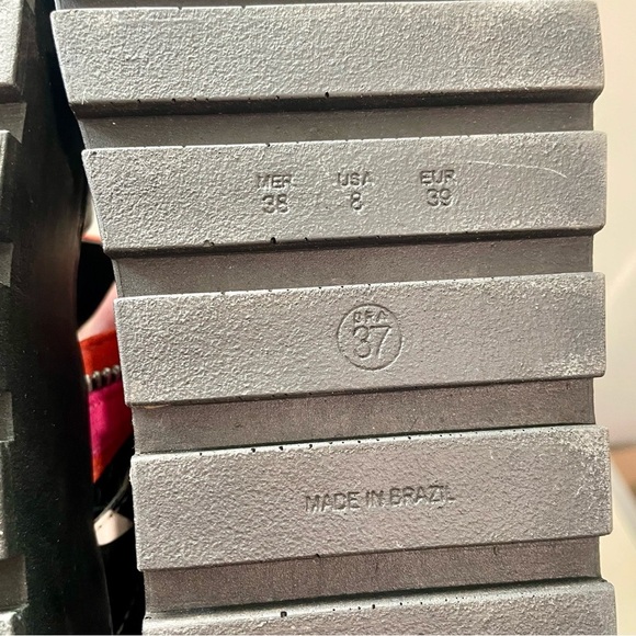 Chunky Platform Mixed Media Sandals With Tie Up Cow Print and Pink Size 8 - Picture 7 of 7